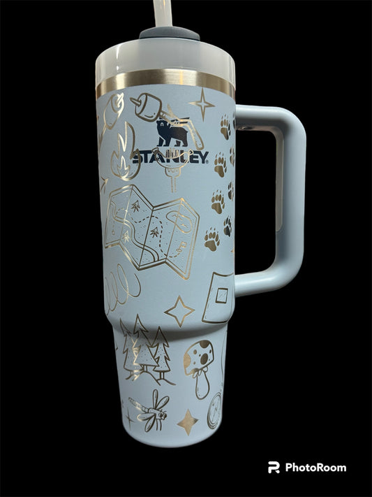 360 Wrap, 30oz Stanley Quencher, Camping theme